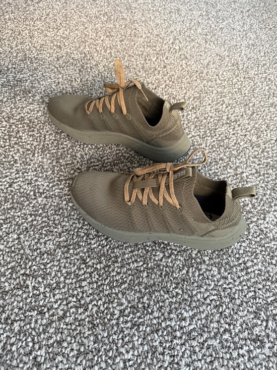 REI Shoes - REI Olive Green Knit Athletic Sneakers with Tan Laces